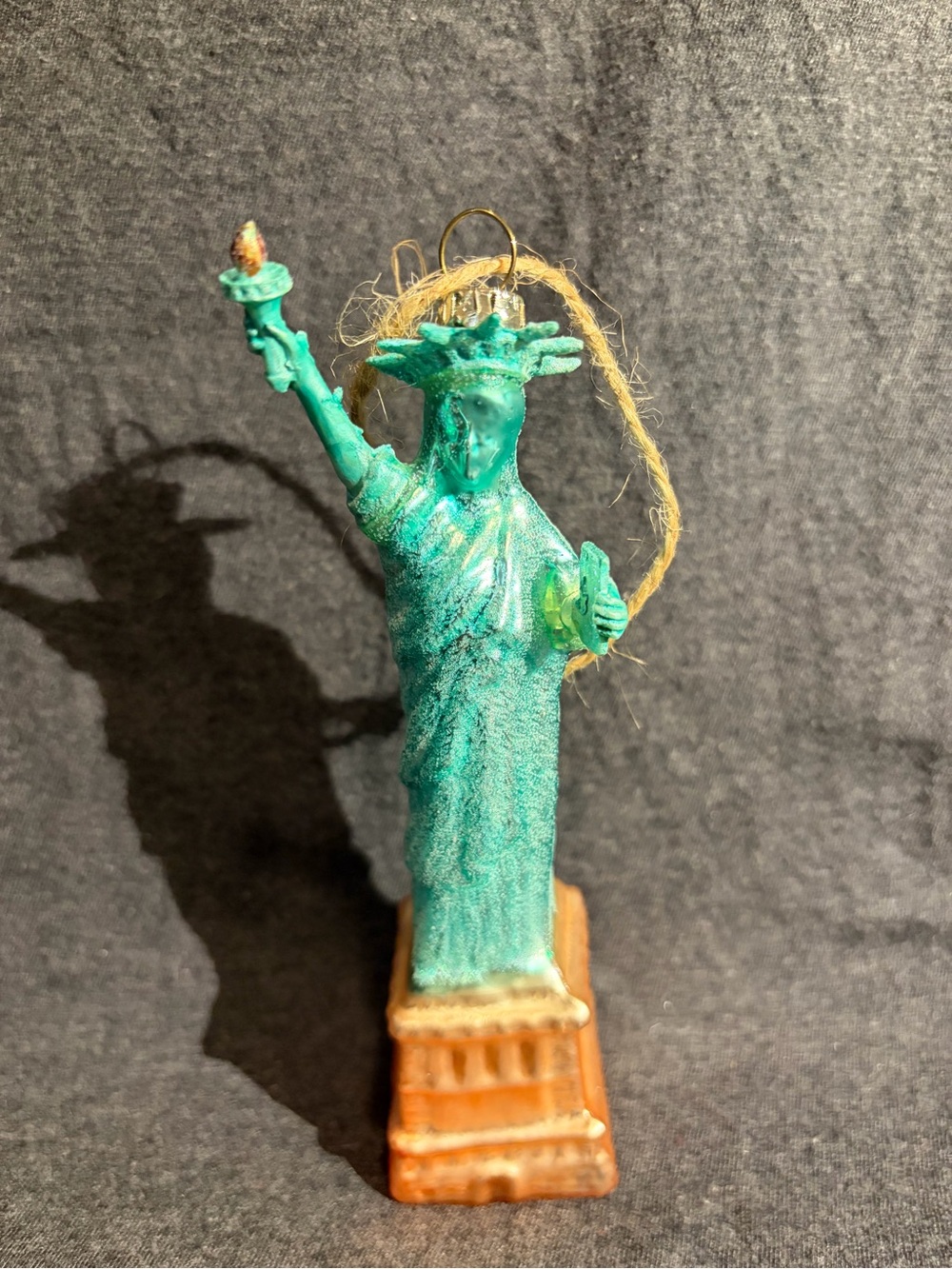 Blown Glass Statue of Liberty Ornament - 6”